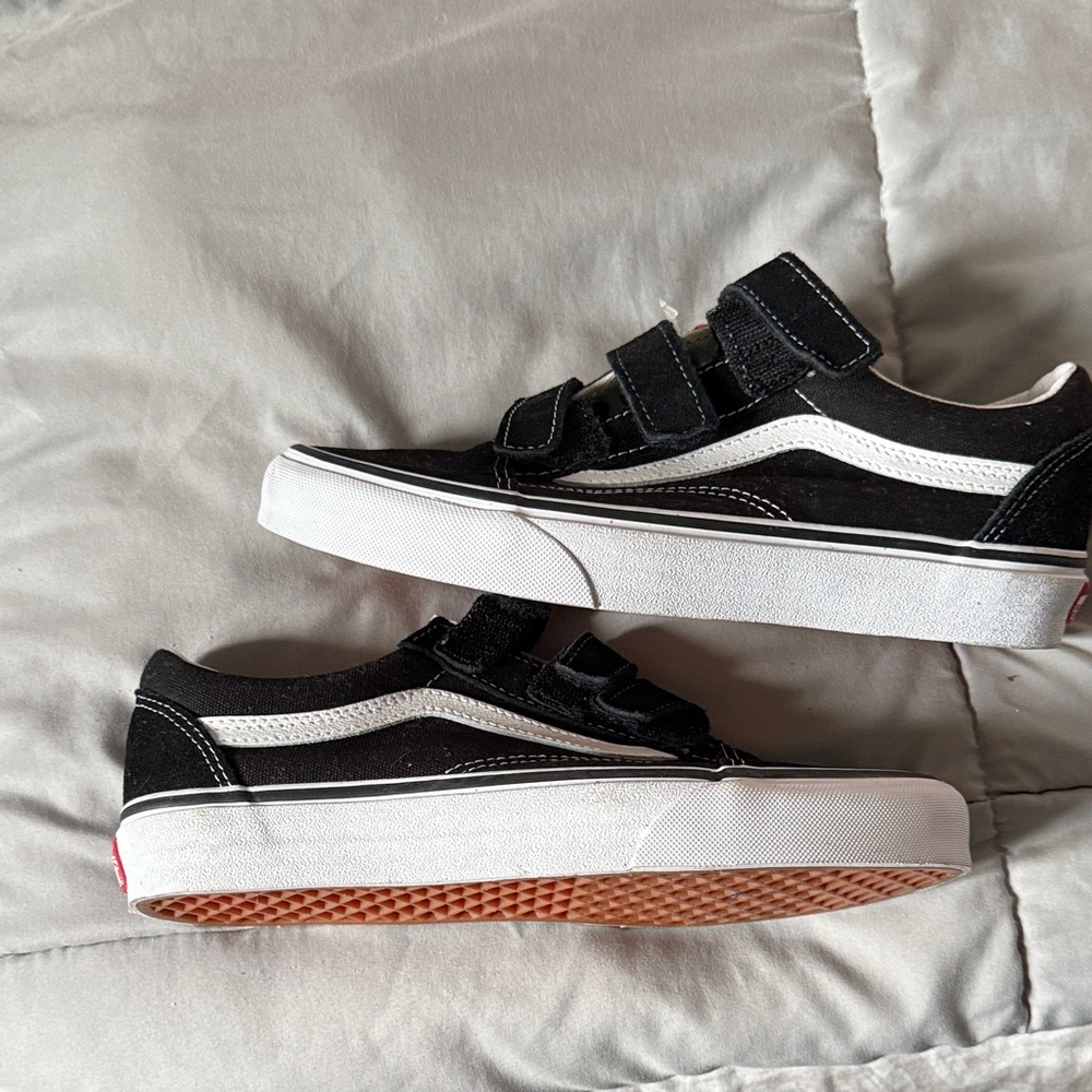 Vans Black and White Velcro Sneakers
